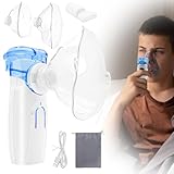 Inhaliergerät Inhalationsgerät Tragbar Vernebler Inhalator für Erwachsene und Kinder, Geräuscharmer Ultraschall Inhalieren Set mit Mundstück und Maske, USB Wiederaufladbar