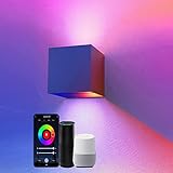 SNADER Smart WiFi LED Wandlampe Innen/Außen,6W-RGB Farbwechsel,steuerbar per App/Sprachsteuerung,einstellbarer Abstrahlwinkel-Wandleuchte Perfekt für Innen-und Außenbereiche Wohnzimmer,Treppe,Garten