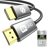 Silkland 8K HDMI 2.1 Kabel, HDMI Kabel eARC für Soundbar 48Gbps, PS5 HDMI Kabel 4K@120Hz, 2K@240Hz/144Hz, 8K@60Hz, Dynamic HDR10, Dolby Atmos, HDCP 2.2/2.3 für Fire TV, HDTV, Laptop, 2m