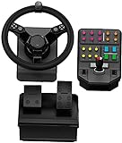 Logitech G Saitek Farm Sim Controller, Farming Simulator Bundle bestehend aus Lenkrad, Steuerkonsole, Gas- und Bremspedal, 900° Lenkbereich, 38+ Tasten, USB-Anschluss, PC/Mac - Schwarz