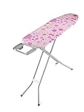 Vileda Star Bügelbrett, Bügeltisch mit Bügeleisenablage, Bügelfläche: 120 x 38 cm, höhenverstellbar von 75 bis 96 cm, Kindersicherung, TÜV-GS geprüft, Eco-Verpackung, Rosa