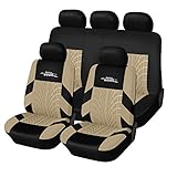 AUTOYOUTH Autositzbezüge Universal Fit Komplettset Autositzschoner Reifenschienen Autositzzubehör, Beige