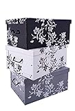 Spetebo 3er Set Aufbewahrungsbox mit Deckel je 51 x 37 cm - Blumenmuster - Stapelbox aus Pappe mit Griffen 45 Liter - Organizer Storage Box Allzweck Spielzeug Kiste Geschenk Karton Barock stapelbar