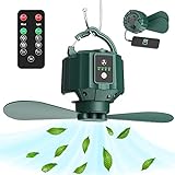 Voniry USB Campingventilator Tragbarer Campingventilator Wiederaufladbar mit Fernbedienung Zeltventilator mit abnehmbaren Lüfterblättern Aufhängehaken Timer Outdoor-Schlafsaal