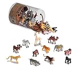 Terra 60-teilig Tierfiguren Sammlung Wildtiere Spielzeug Set – Löwe, Tiger, Zebra, Nilpferd, Elefant, Elch, Kamel und mehr – ab 3 Jahren