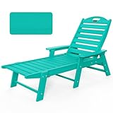 Ciokea Chaiselongue für den Außenbereich, Terrassen-Loungesessel für draußen, faltbarer Chaiselongue mit 5 Positionen, Kunststoff für Pool, Pool, Deck, Strand, Hinterhof, Rasen, Seeblau