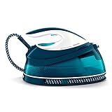 Philips Perfect Care Compact Dampfbügelstation - OptimalTemp Technologie, 120 g/min Dauerdampf, 2400 Watt, 6,5 bar Druck, 1,5 L Wassertank, SteamGlide Bügelsohle, Blau (GC7844/20)