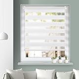 Grandekor Doppelrollo Klemmfix ohne Bohren Weiß 40x120cm(Stoffbreite 36cm) Fenster Rollos für innen Klemmrollos Duo Rollos für Fenster ohne Bohren mit Bohren Privatschutz UV-Schutz Zebrarollo