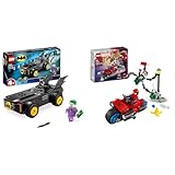 LEGO DC Verfolgungsjagd im Batmobile: Batman vs. Joker Spielzeugauto-Set & Marvel Motorrad-Verfolgungsjagd: Spider-Man vs. Doc Ock, Superhelden-Spielzeug