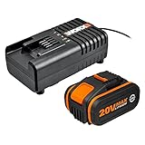 WORX WA3604 PowerShare Akku mit Akku Ladestation Set: - 20V 4000mAh Li-Ion Akkubatterie & Akku Ladestation - Akku für alle WORX Elektro- & Gartengeräte