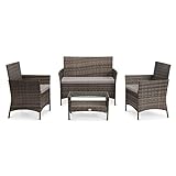 SVITA BROOKLYN Gartenmöbel Poly Rattan Sitzgruppe Essgruppe Set Sofa-Garnitur Lounge (Braun)