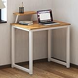 SogesHome Computertisch 80 cm Schreibtisch Arbeitstisch mit Speicherplatine Bürotisch für PC und Laptop aus Holz und Metall