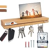 ASTREIN® | Schlüsselbrett aus Holz | Magnetisches Schlüsselbrett | Schlüsselaufbewahrung aus Eiche | Schlüsselhalter mit Ablage | Key Holder | XXL Ablage