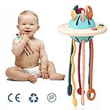 DIQC Sensorisches Baby Spielzeug 6–18 Monate, Montessori Spielzeug für 1 2 3 Jahr,Lebensmittelqualität UFO Silikon Zugschnur Aktivitätsspielzeug,Feinmotorik Aktivitäts Spielzeug