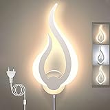 Lightsjoy Wandlampe mit Stecker LED Wandleucht Innen 3 Farbtemperaturen Flammen Wandlicht Modern Wandlampe mit Schalter Stecker für Treppenhaus Schlafzimmer Badezimmer Wohnzimmer Kinderzimmer(Rechte)