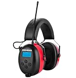 PROHEAR 033A (Upgraded) Gehörschutz mit Radio DAB +/Bluetooth/FM, Kopfhörer mit Radio mit Eingebautem Mikrofon und Lärmreduzierung, SNR 31dB mit für Mähen und Werkstatt, Holzfällerei - Rot
