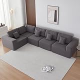 LANDCROOSSERS Modernes Soft Sektional Sofa, L-Form Ecksofa mit Schlaffunktion, Großes Sofa Couch,Wohnlandschaft Schlafsofa Schlafcouch, Kombisofa mit Kissen, Eckgarnitur für Wohnzimmer (Grau)