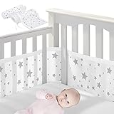 DAZZTIME Bettumrandung Babybett,Atmungsaktive Bettumrandung,Baby Nestchen Bettumrandung,Nestchen für Kinderbetten,Mesh Babybett,Kantenschutz Baby Babybett,Babybett Leitplanke