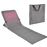 JEMIDI Strandmatte mit Rückenlehne faltbar - 47x145cm Matte mit Lehne - Strand Liege Liegematte Sonnenliege - leicht tragbar - Hawaii Design grau pink