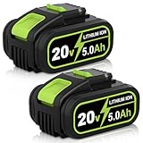 TOPBATT 2 Stück 5000mAh Ersatzakku für Worx Akku 20V 5.0Ah für Worx Akku WA3553 WA3556 WA3641 WA3605 WA3551 WA3572 mit LED-Anzeige