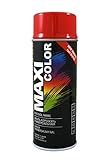 Maxi Color NEW QUALITY Sprühlack Lackspray Glanz 400ml Universelle spray Nitro-zellulose Farbe Sprühlack schnell trocknender Sprühfarbe (RAL 3000 feuerrot glänzend)