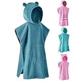 DiaryLook Kinder-Bademantel mit Kapuze, Strandponcho-Handtuch mit Taschen, schnell trocknend, Bademantel, Surfen, Wassersport, Kindergeschenke, Bear Lyons Blue, 6-9 Jahre