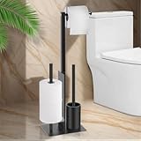 Edelstahl Klopapierhalter Stehend mit Klobürste - Toilettenpapierhalter mit Feuchttücherbox, Toilettenpapierhalter mit WC Bürste Stand WC Garnitur für Toilettenpapier & Toilettenbürste