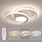 SENQIU Moderne LED Deckenleuchte, LED Deckenlampe Dimmbar mit Fernbedienung 40W, LED Deckenleuchte Weiß Rund aus Acryl für Schlafzimmer, Wohnzimmer, Küche, (3000K-6500K)