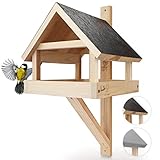 wildtier herz I XL Vogelhaus für die Wand – Wetterfest aus massivem Holz I Wandvogelfutterhaus für Vögel, Vogelfutterhaus zum Aufhängen