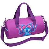 Disney Sporttasche Kinder, 40 x 20 x 20cm Fitness Tasche 2 Seitentaschen & Verstellbarer Gurt (Lila Stitch)