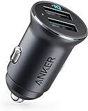 Anker 320 Car Charger (24W II) Ladegerät, Mini Autoladegerät, 4.8A Duales USB mit blauem LED-Licht, für iPhone13/12/11/XR/Xs, iPad Pro/Air 2/mini, Galaxy und mehr