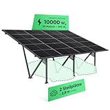 Solarway Solar-Carport Gestell aus Aluminium mit 10000 Watt - inklusive 20 Solarpanels mit je 500 Watt - versiegeltes Dach mit Regenrinne für besten Witterungsschutz