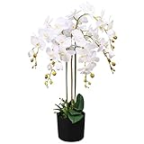 vidaXL Künstliche Orchidee mit Topf Kunstpflanze Kunstblume Dekoblume 75 cm Weiß