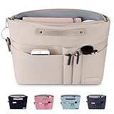 HyFanStr Handtaschen Organizer mit Reißverschlusstasche, Wasserdichter Polyester Tasche in Tasche in Tasche Organizer taschenorganizer, Innentaschen für Handtaschen Beige (S)