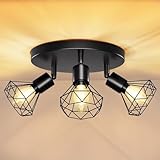 Deckenlampe LED Deckenleuchte Deckenstrahler Schwenkbar 350° LED Deckenspots E14 3 Flammig Schwarz Lampen Küchenlampe Wohnzimmer, Flurlampe Hanging Lamp Ceiling Modern für Flur, Küche, Schlafzimmer