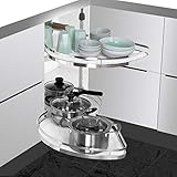 Küchenschrank, ausziehbarer Eckschrank für die Küche, ausziehbarer Eckschrank für 36-Zoll/900-mm-Schränke, Karussell-Doppelregal, Küchen-Eckkarussell (weiß Links)