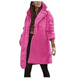 Damen Übergangsjacke Damen Winter Kunstpelz Mantel Jacken Damen Warmer Pullover Outwear Felljacke Damen (Pink, L)