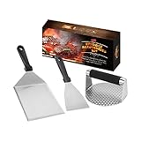 Smashed Burger Press BBQ Kit, 3in1 Patty Maker, Edelstahl Outdoor Grill Spatel Werkzeuge, Antihaft Hamburger Presse, Burger Press Griddle Set Forblackstone, TraegerPITBOSS, Grills, Bratpfanne