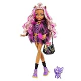 Monster High Clawdeen Puppe, Werwolf Modepuppe mit rosa und blondem Haar, Haustier und Puppenzubehör, Spielzeug für Kinder ab 4 Jahren, HHK52