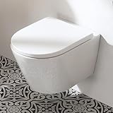 HOROW Wand-WC Hänge WC Wandhängend mit WC Sitz Absenkautomatik, Modernes Wandtoilette Combi-Pack Toilette wassersparend, Keramik Weiß, einzelner Wasserauslass