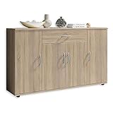 Stella Trading LILLY Kommode in Sonoma Eiche Optik - Modernes Sideboard mit viel Stauraum für Ihren Wohnbereich - 118 x 70 x 30 cm (B/H/T)