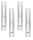 4 x Heunert H-Pfostenträger H-Anker Pfostenanker Set 4 Stück 91, 101, 121 oder 141 verzinkt mit CE Zeichen extra stark (4 Stück 121 x 800 x 6 mm)