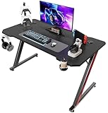 Homall Gaming Tisch 120 x 60 cm, Z-Frame Gaming Schreibtisch mit Getränkehalter, Kopfhörer Haken, Computertisch PC Tisch Ergonomischer Gamer Tisch