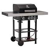 TAINO WABAYA 3+0 Gasgrill Grillwagen 3 Brenner Keramik Sear-Burner Piezo-Zündung Thermometer Warmhalterost Schwarz Matt