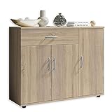 Stella Trading LILLY Kommode in Sonoma Eiche Optik - Modernes Sideboard mit viel Stauraum für Ihren Wohnbereich - 90 x 70 x 30 cm (B/H/T)