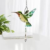 Kristall-Sonnenfänger Grüner Kolibri Anhänger hängender Kronleuchter Prisma Regenbogenhersteller Ornament für Fenster Sun Catcher, Hausgarten Dekoration