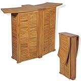 vidaXL Teak Massiv Bartisch Klappbar Stehtisch Bistrotisch Gartenbar Theke Gartentheke Klapptisch Gartenmöbel Tisch Holztisch Braun 155x53x105cm