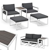 Juskys Gartenmöbel Sofa Set 5-teilig Bari mit Tisch & Polster - Metall Gartenlounge - Balkonmöbel klein - Outdoor Möbel Balkon Garten - Lounge Grau