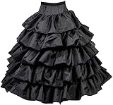 Linghe Weiß Reifrock Brautkleid Lang A-Linie Petticoat Rockabilly Barock Kleid Unterröcke für Hochzeit Ball Quinceanera Kleid (Schwarz)