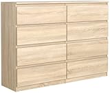 meble masztalerz Kommode Eiche-Sonoma mit 8 Schubladen 120 cm, Sideboard Wohnzimmer, Kommode Schlafzimmer H: 101,5 cm, B: 120 cm, T: 39 cm, Kommode mit Schubladen, Schubladenschrank